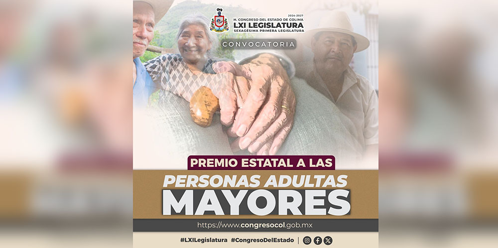 Hoy lunes, último día para inscribir propuestas a «Premio Estatal a las Personas Adultas Mayores»
