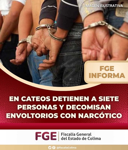 En cateos detienen a siete personas y decomisan envoltorios con narcótico