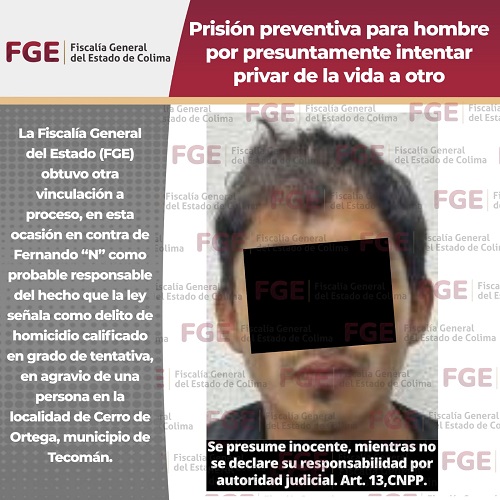 Prisión preventiva para hombre por presuntamente intentar privar de la vida a otro