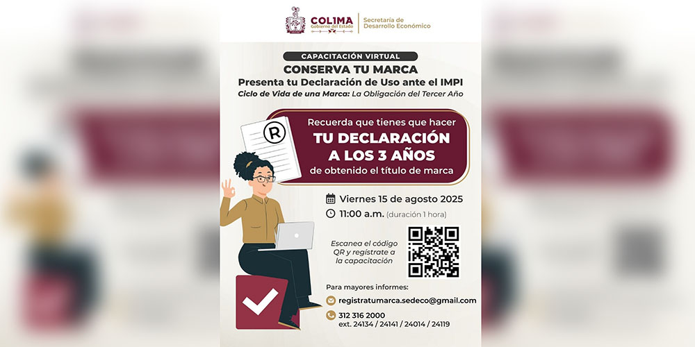 Gobierno del Estado de Colima invita a capacitación virtual gratuita ‘Conserva tu Marca’