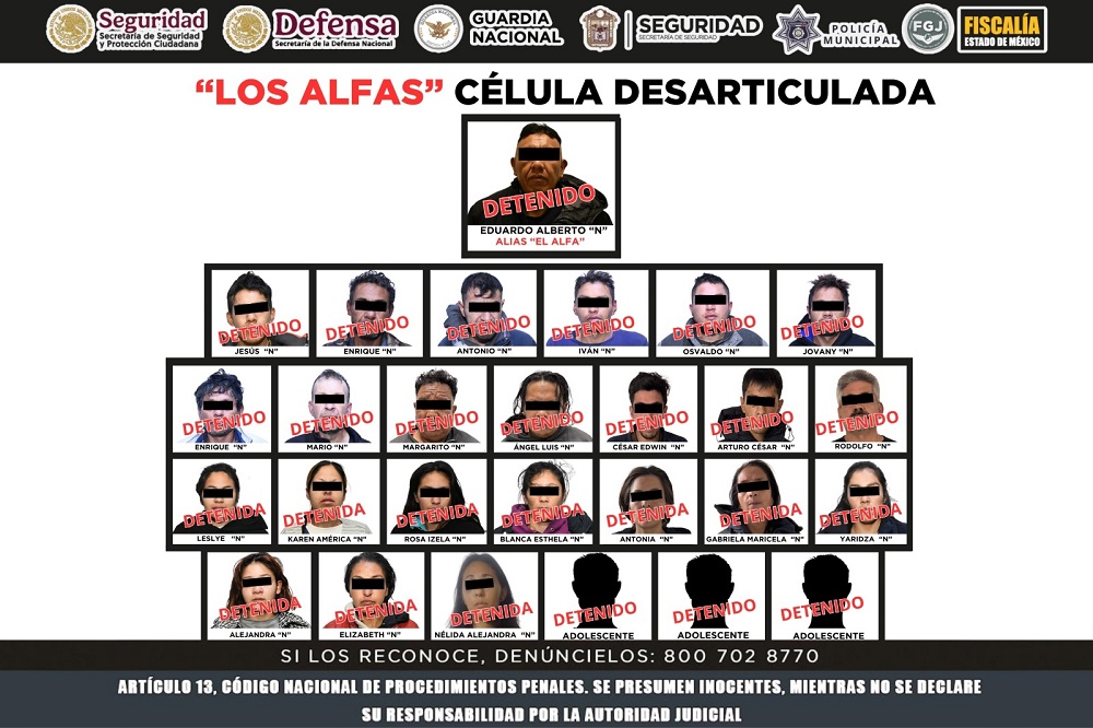 Desarticulan a “Los Alfas” célula delictiva de grupo criminal de Jalisco con presencia en el Estado de México