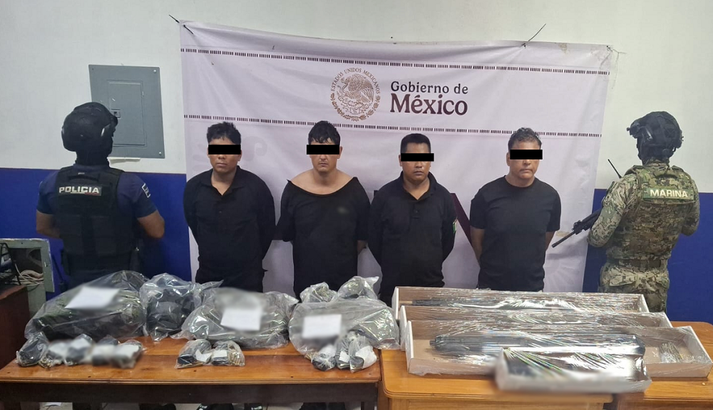 Policías municipales y SEMAR detienen a cuatro personas armadas y liberan dos personas privadas de su libertad en Manzanillo: Gabinete de Seguridad federal