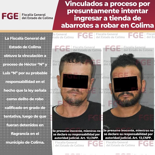 Vinculados a proceso por presuntamente intentar ingresar a tienda de abarrotes a robar en Colima