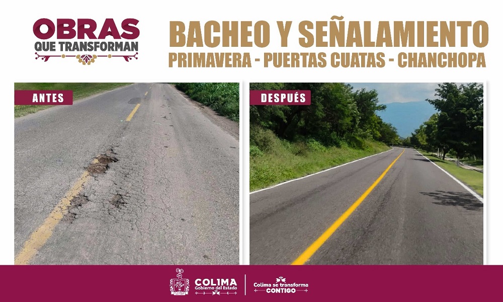 Gobierno del Estado de Colima rehabilita la carretera Primavera-Puertas Cuatas-Chanchopa en Tecomán