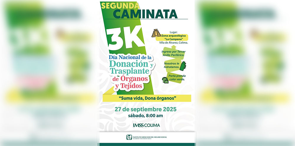 Invita IMSS Colima a participar en Caminata Familiar “Suma Vida, Dona Órganos”