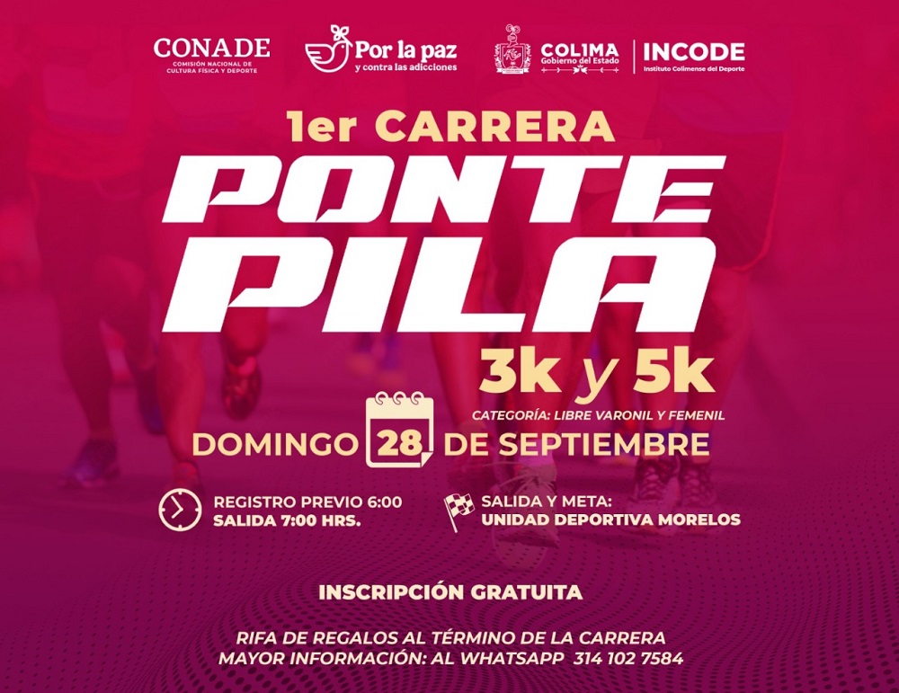 Incode invita a la Primera Carrera ‘Ponte Pila’ 3k y 5k en Colima