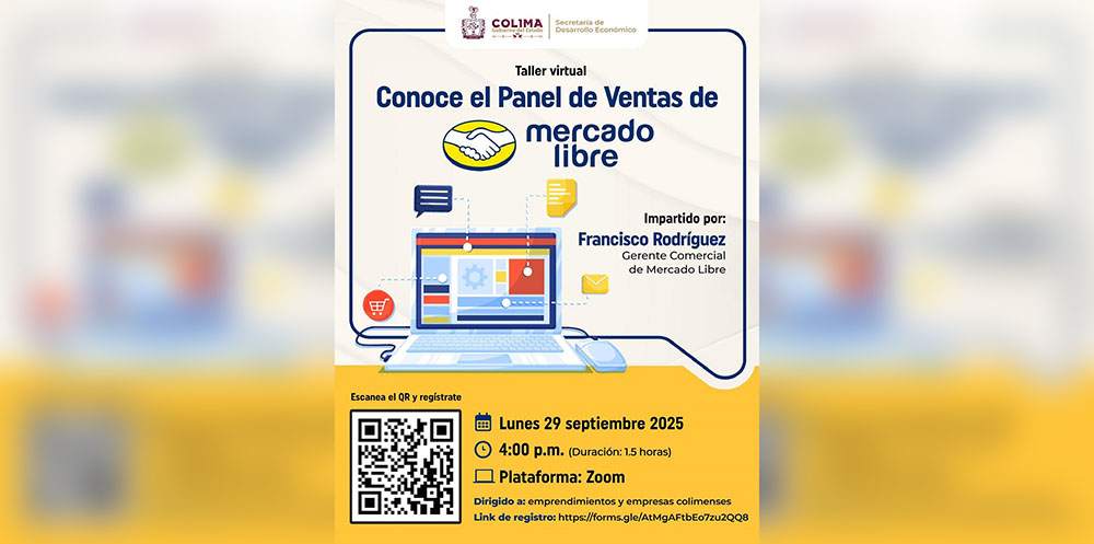 Sedeco Colima invita al taller virtual gratuito ‘Conoce el Panel de Ventas de Mercado Libre’