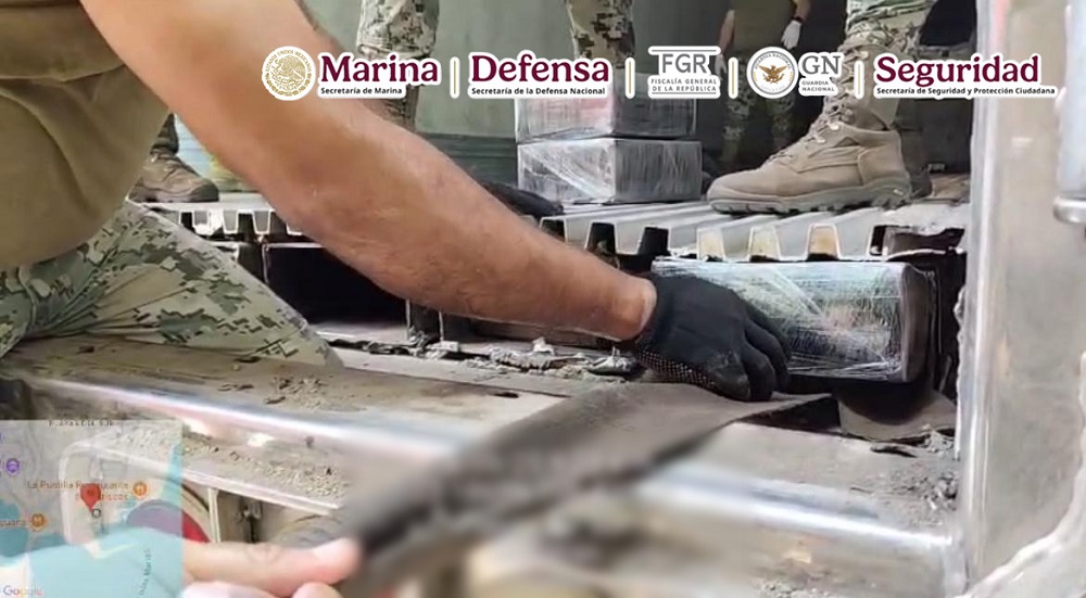 En el Recinto Portuario de Mazatlán, se aseguraron 1.5 toneladas de metanfetaminas ocultas en el doble fondo de un tractocamión