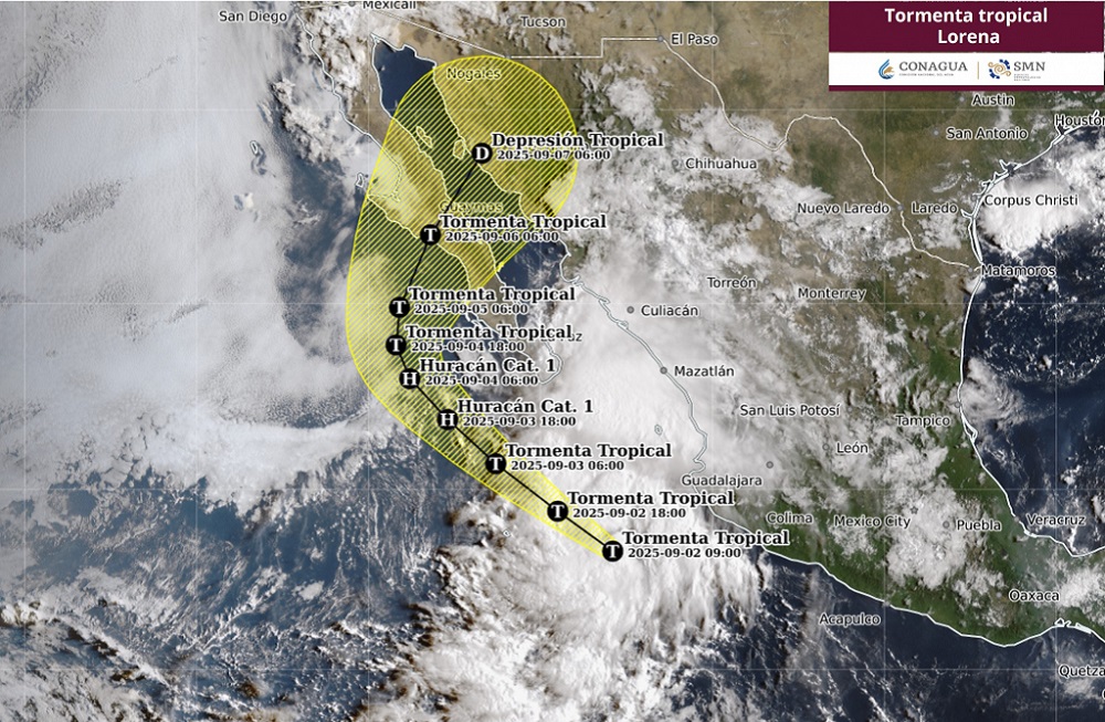 Se forma la Tormenta Tropical “Lorena” frente a las costas de Colima, se prevén lluvias en varios estados