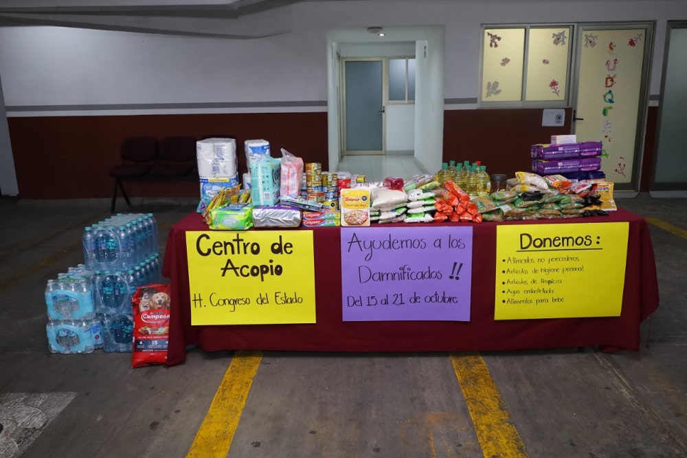 Instala Congreso centro de acopio en apoyo a familias afectadas por inundaciones