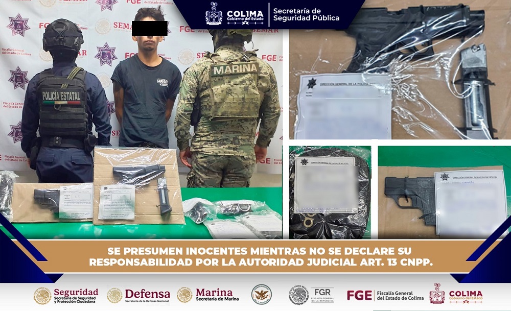 Detienen en Manzanillo a un hombre por delitos contra la salud y violación a la Ley de Armas de Fuego