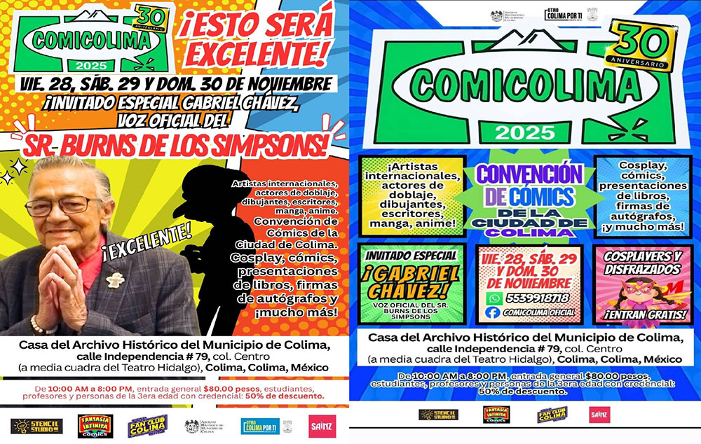 Comicolima 2025 llega para disfrutar en familia: cultura, cómics y la voz del Sr. Burns de los Simpsons en Colima