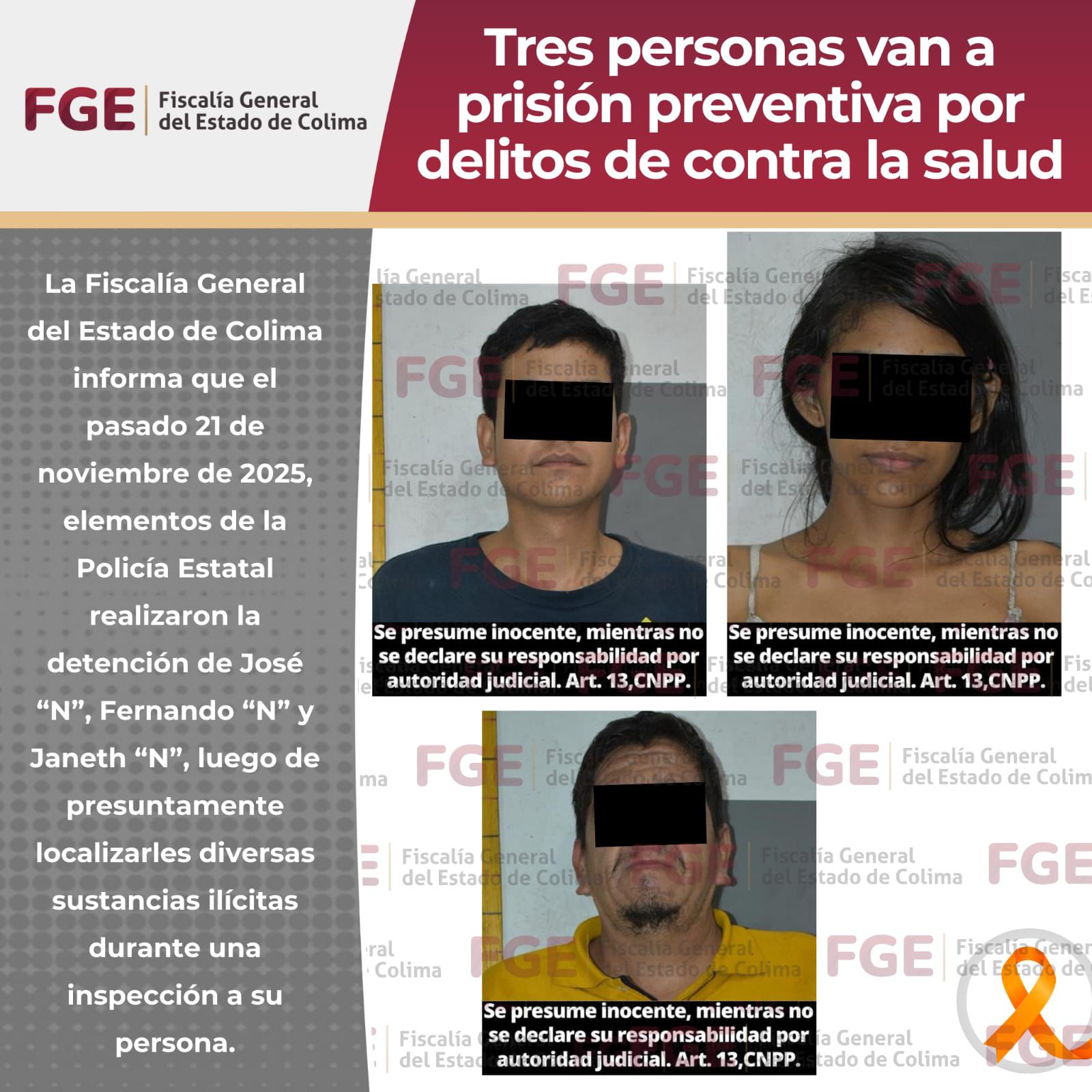 Tres personas van a prisión preventiva por delitos de contra la salud