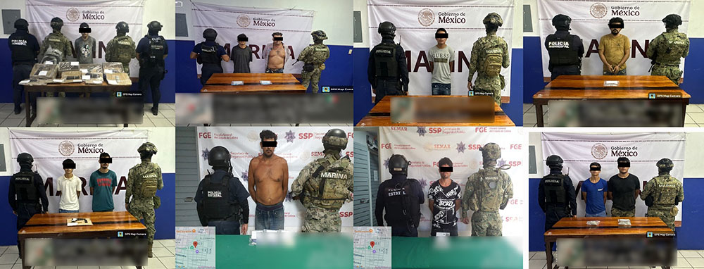 Marina detuvo a 11 presuntos infractores de la ley, aseguró armamento y presunta droga en Manzanillo y Tecomán