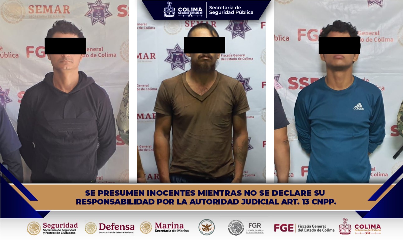 Detienen a tres hombres por presuntos delitos contra la salud en Manzanillo y Tecomán