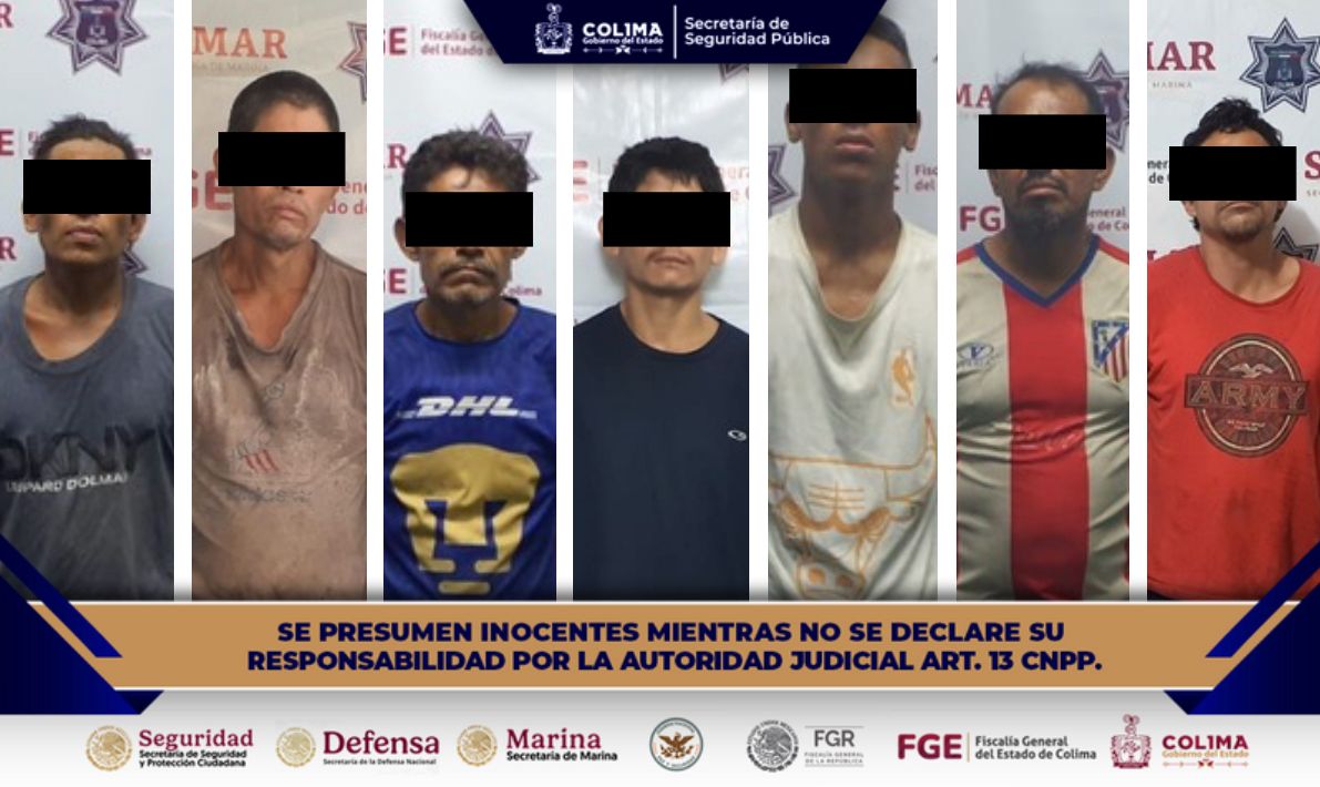 Detienen a siete personas por delitos contra la salud en operativos coordinados en Colima, Manzanillo y Tecomán
