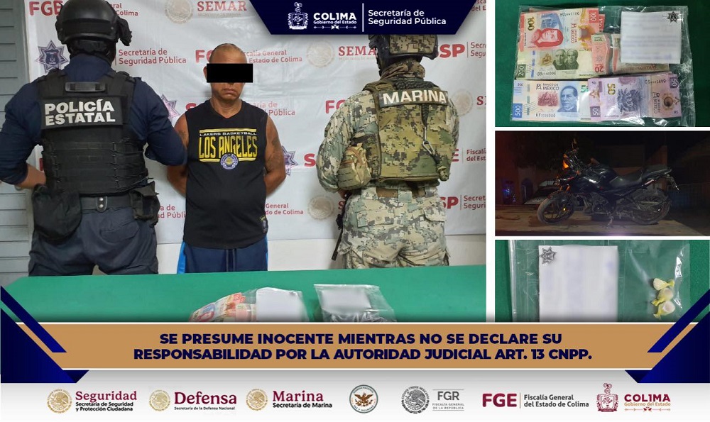 Detienen a un hombre por presuntos delitos contra la salud en Tecomán