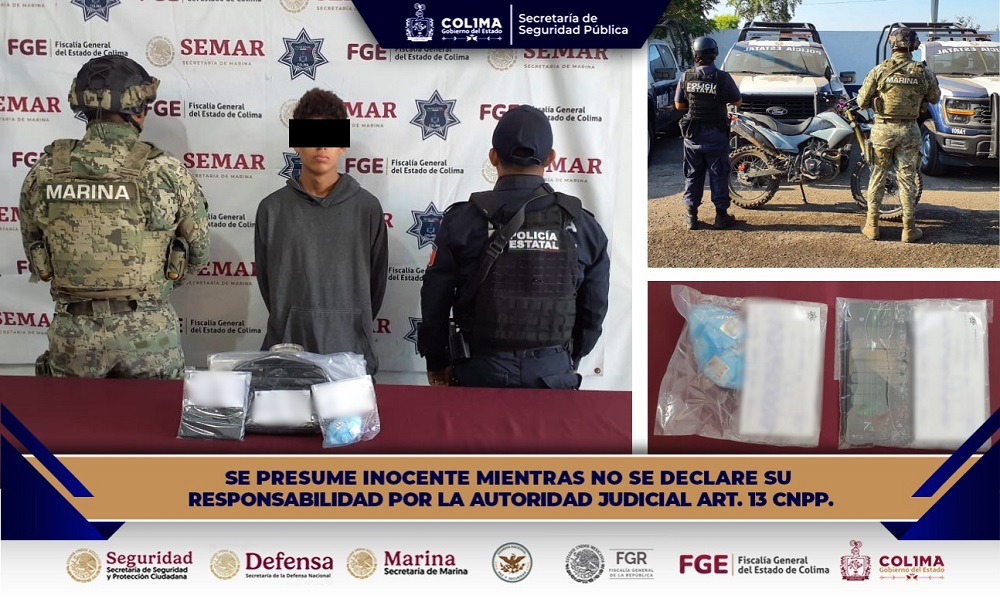 Aseguran a hombre con presunto narcótico en Villa de Álvarez