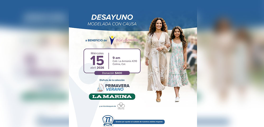 Invitan al desayuno “Modelada con causa 2026” en apoyo a adultos mayores en Colima