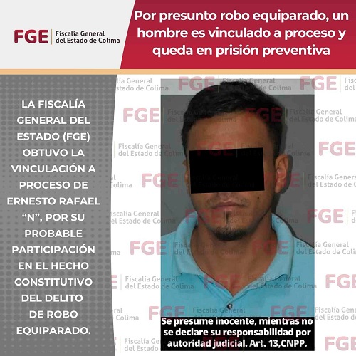 Por presunto robo equiparado, un hombre es vinculado a proceso y queda en prisión preventiva