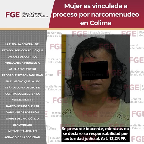 Mujer es vinculada a proceso por presunto comercio de sustancias ilícitas en Colima