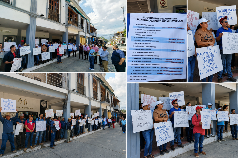Se manifiestan trabajadores contra alcalde de Minatitlán