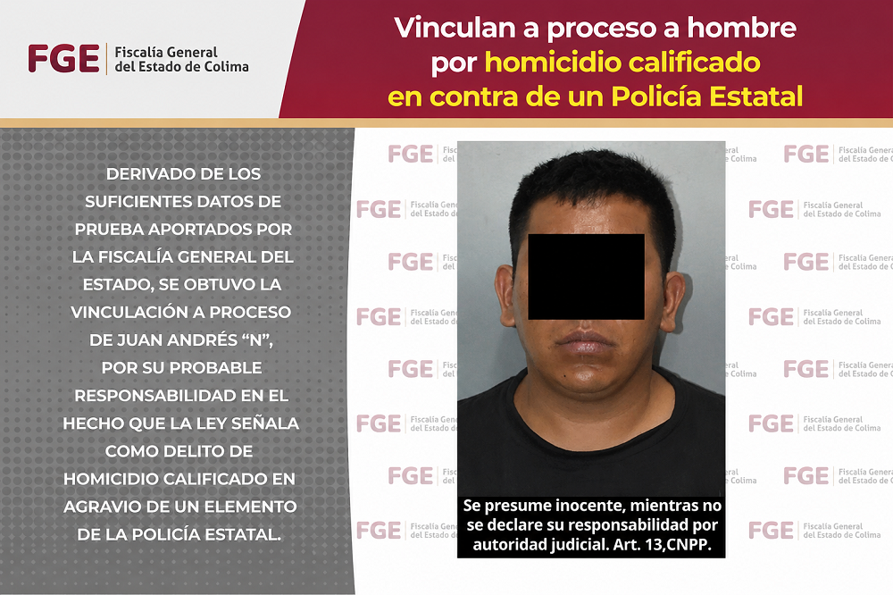 Vinculan a proceso a hombre por homicidio calificado en contra de un Policía Estatal
