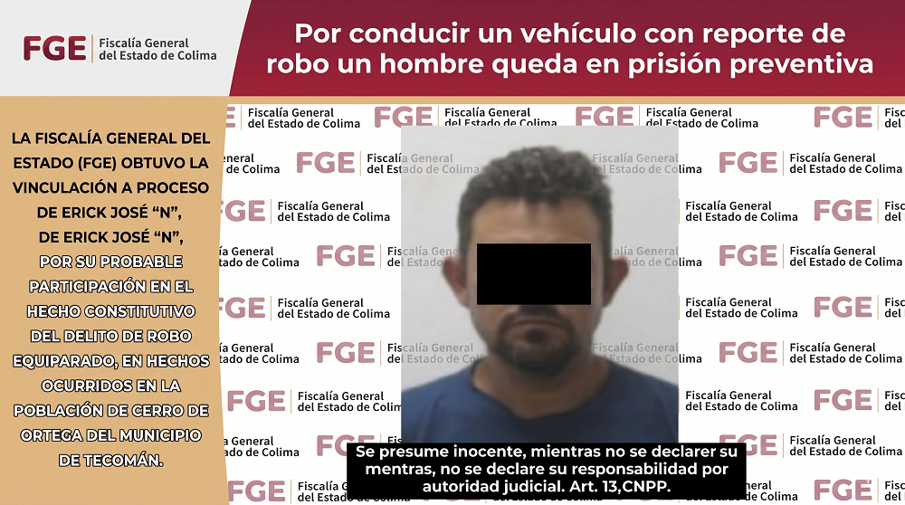 Por conducir un vehículo con reporte de robo un hombre queda en prisión preventiva