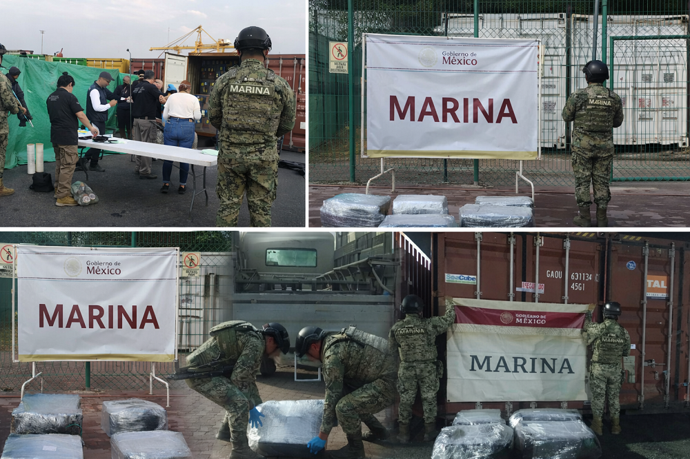 Marina asegura bultos con presunto clorhidrato de cocaína, en el recinto portuario de Manzanillo