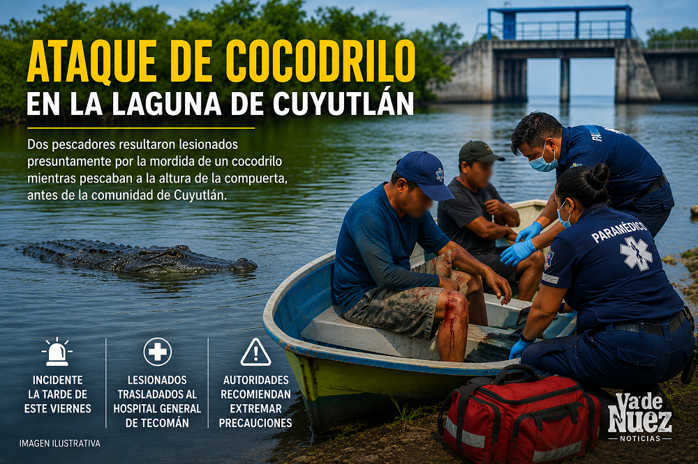 Dos pescadores resultan gravemente lesionados en la Laguna de Cuyutlán, al parecer por ataque de cocodrilo