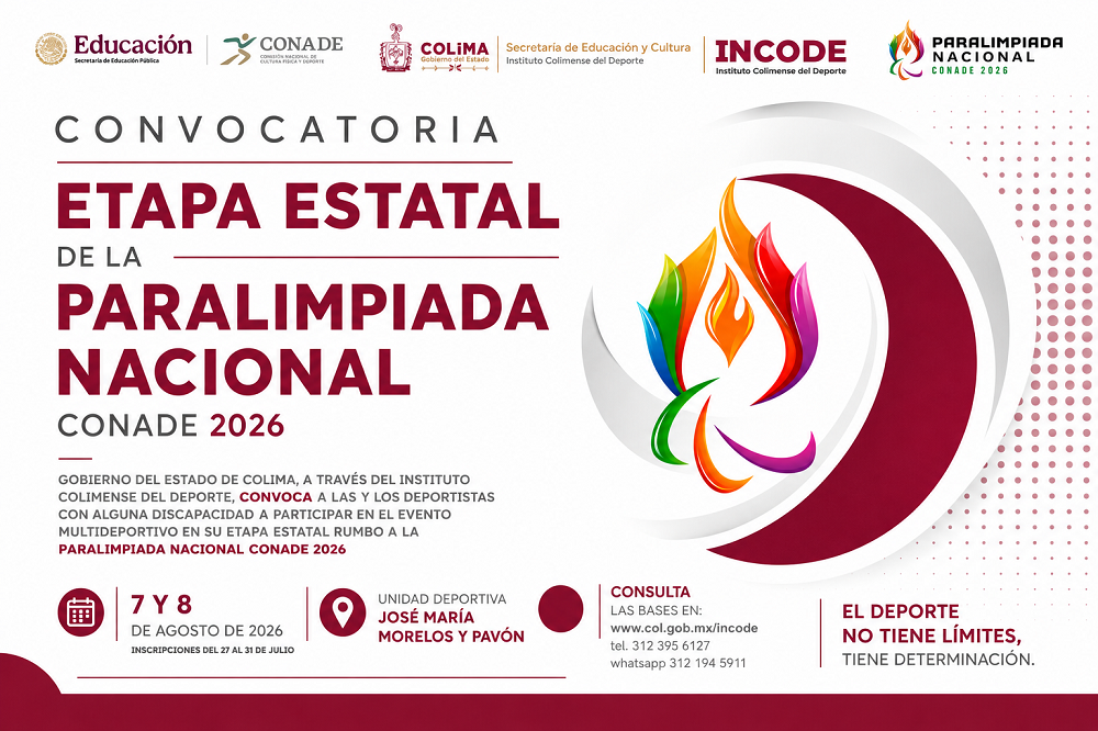 Incode convoca a participar 7 y 8 de agosto en la etapa estatal de la Paralimpiada Nacional 2026