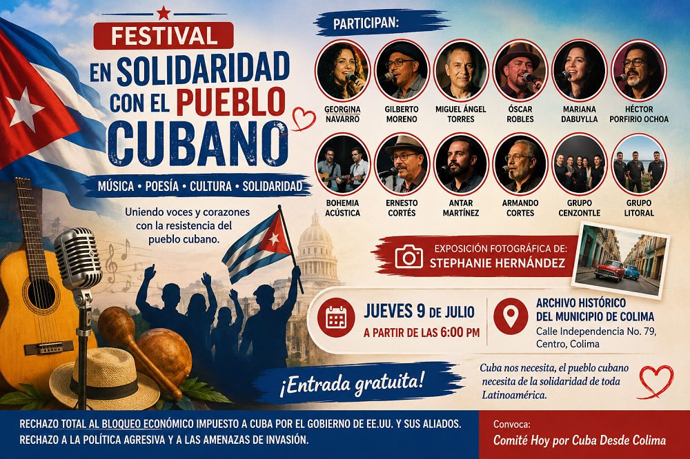 Invitan al Festival en Solidaridad con el Pueblo Cubano en el Archivo Histórico de Colima